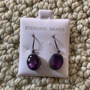 STERLING SILVER PURPLE STONE EARRINGS